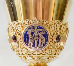 Ornate French antique solid silver gilt Gothic Chapel Set